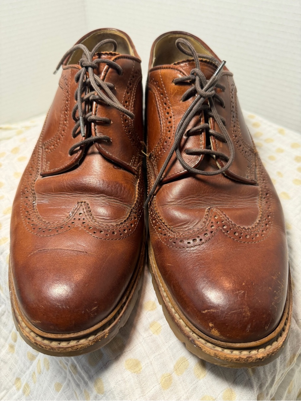 Frye Men’s Cognac Brown Brogue Lace-Up Leather Oxfords 10 D